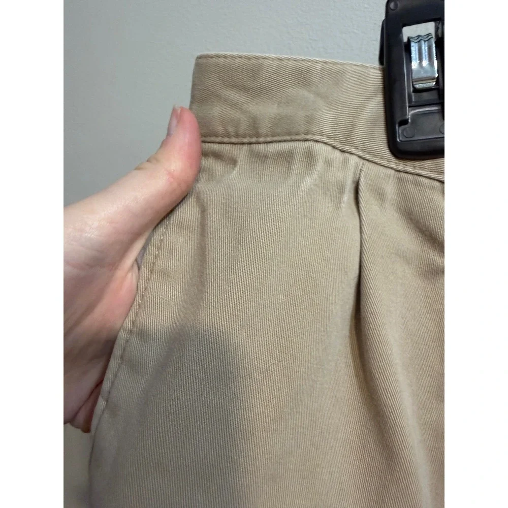 Lands End Mens 36 Traditional Fit Pleated Chino Pants Khaki Tan 100% Cotton